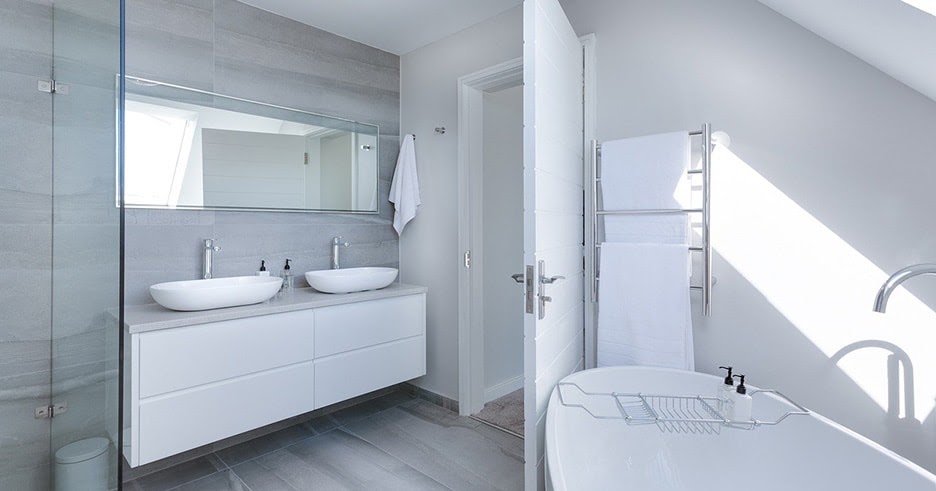 Finished bathroom showing the result of precise construction work